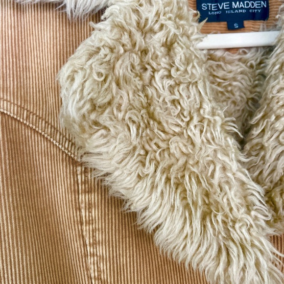 Steve Madden Beige Corduroy Penny Lane Coat with Faux Fur - Picture 11 of 13